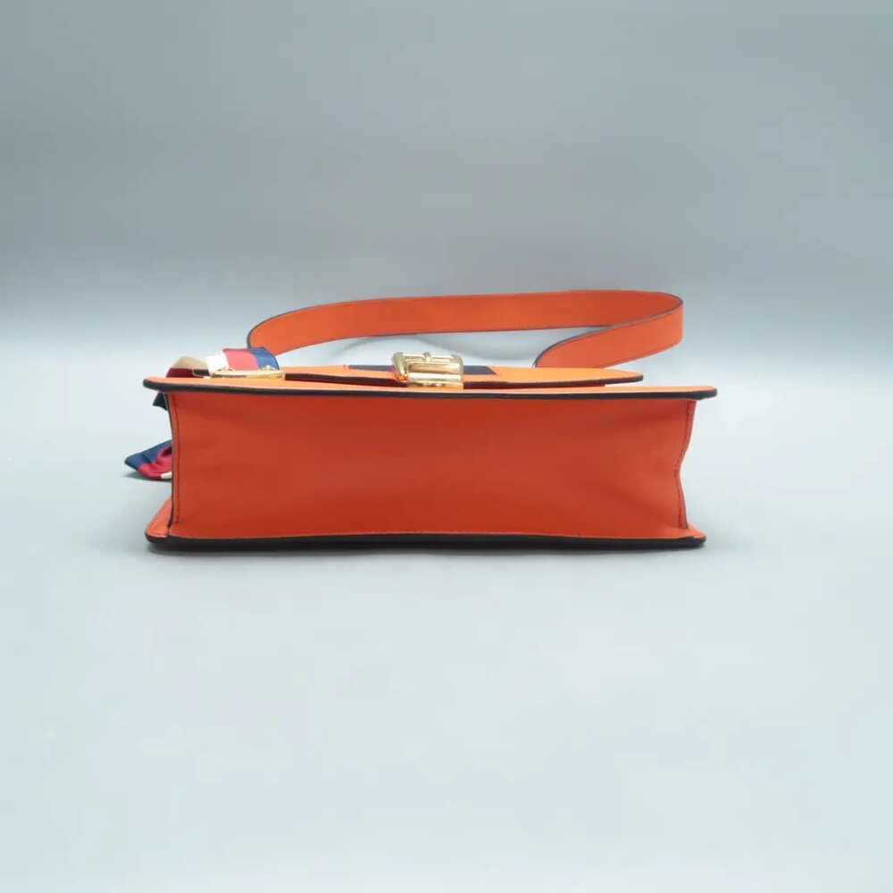 GUCCI Sylvie Orange Leather Shoulder Bag 837-061425 - Picture 5 of 12